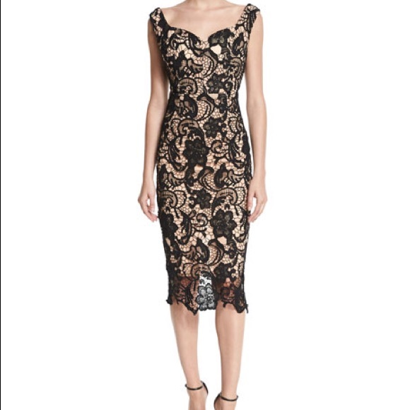 Few Moda NY black sheath lace romantic dress. M - Picture 2 of 8